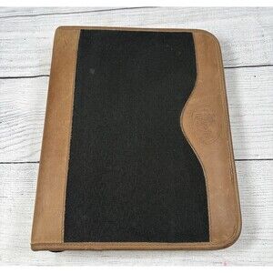 VINTAGE FRANKLIN QUEST Canvas & Leather 7 Ring Planner Binder Zip ORGANIZER